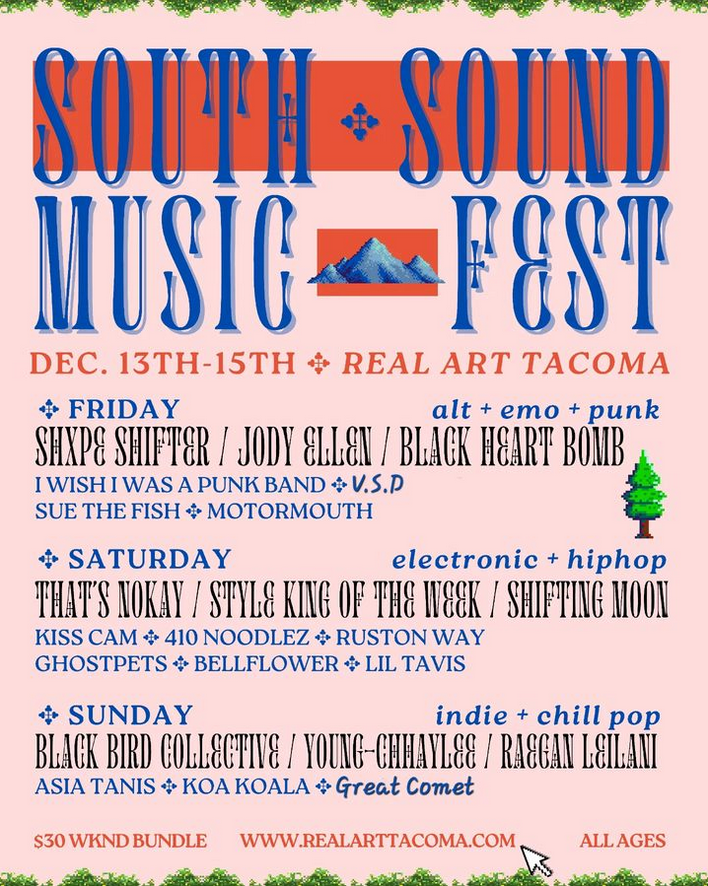 Poster for the South Sound Music Fest listing artists